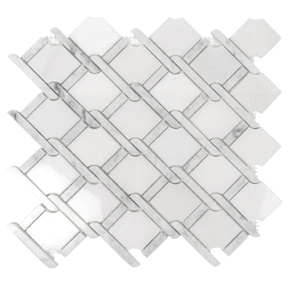 White 11x12 Polished Diamond Marble Mosaic Tile (5 pack, 4.66 sq ft/case)