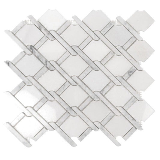 White 11x12 Polished Diamond Marble Mosaic Tile (5 pack, 4.66 sq ft/case)