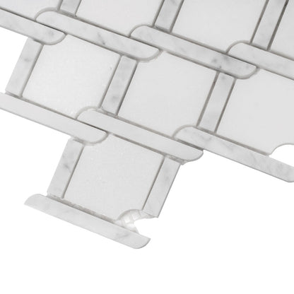 White 11x12 Polished Multi-shaped Marble Mosaic Tile (5 pack, 4.66 sq ft/case) - Sample