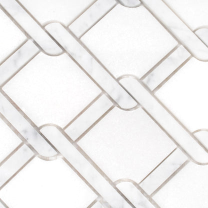 White 11x12 Polished Diamond Marble Mosaic Tile (5 pack, 4.66 sq ft/case)