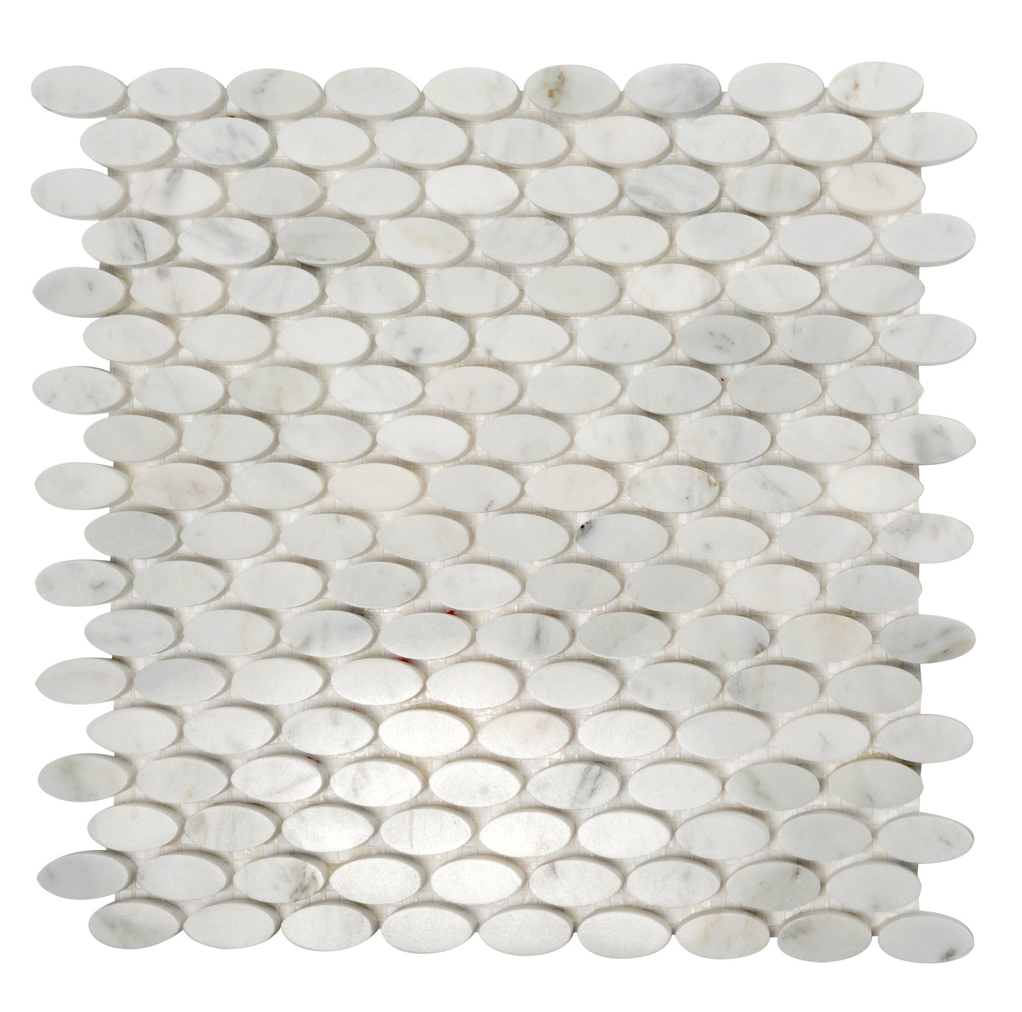 White 11x12 Polished Oval Bianco Carrara Marble Mosaic Tile (5 pack, 4.51 sq ft/case)