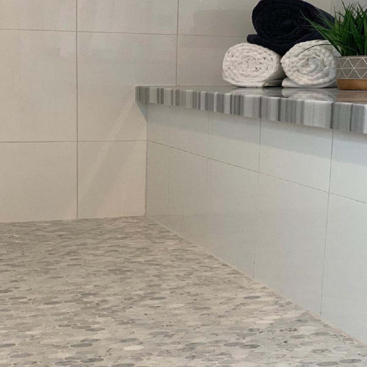 White 11x12 Polished Oval Marble Mosaic Tile (5 pack, 4.51 sq ft/case) - Sample