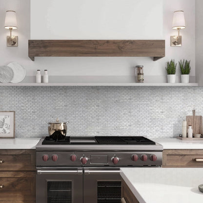 White 11x12 Polished Oval Bianco Carrara Marble Mosaic Tile (5 pack, 4.51 sq ft/case)