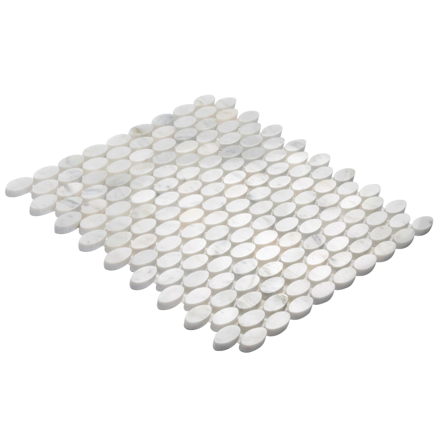 White 11x12 Polished Oval Bianco Carrara Marble Mosaic Tile (5 pack, 4.51 sq ft/case)