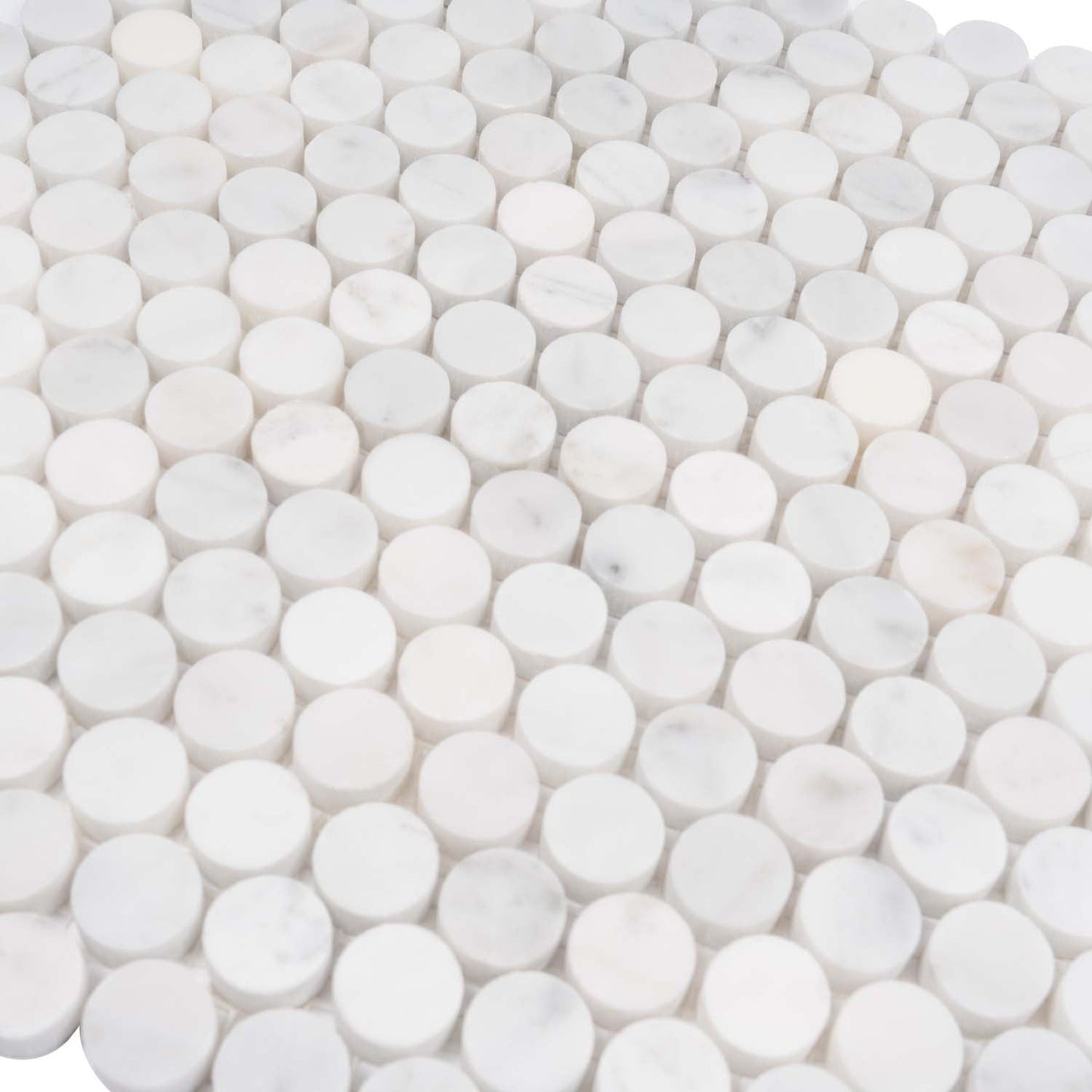 White 11x12 Polished Penny Round Marble Mosaic Tile (5 pack, 4.82 sq ft/case) - Sample