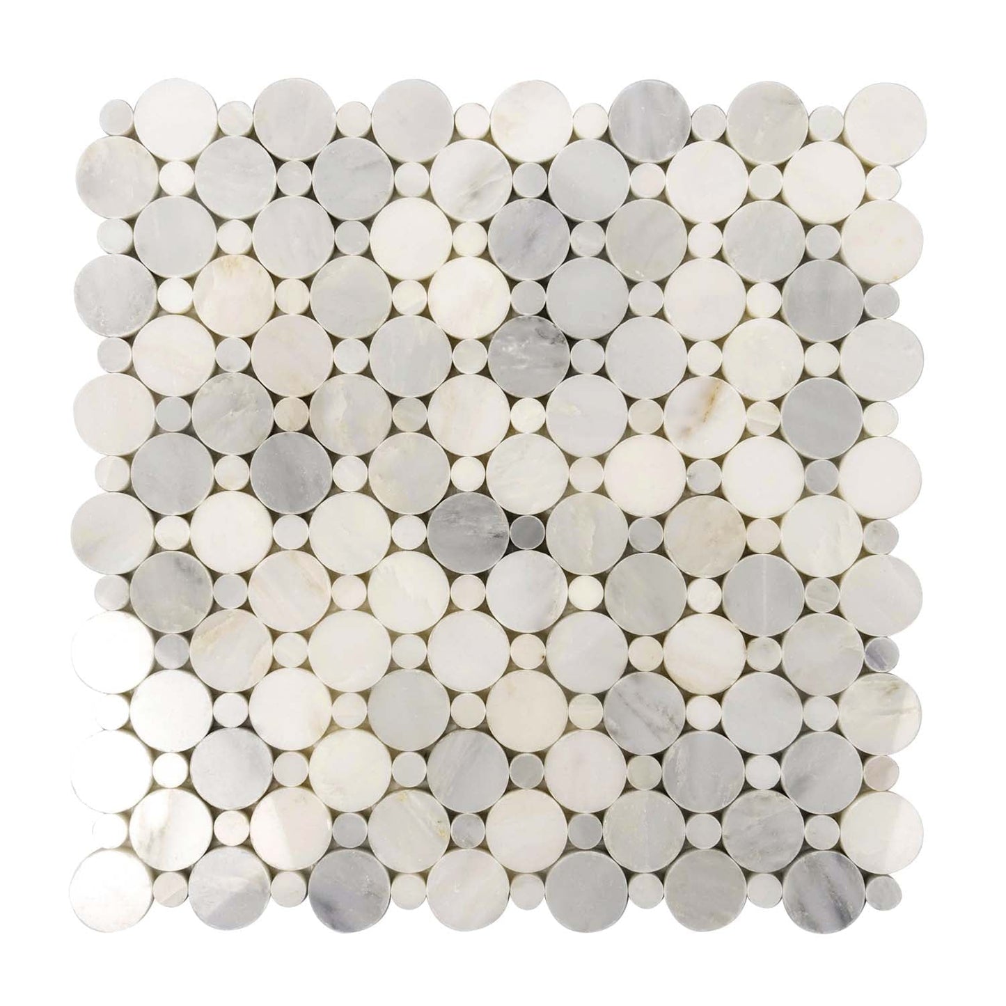 Oriental White 12x12 Polished Penny Round Marble Mosaic Tile (5 pack, 4.83 sq ft/case)