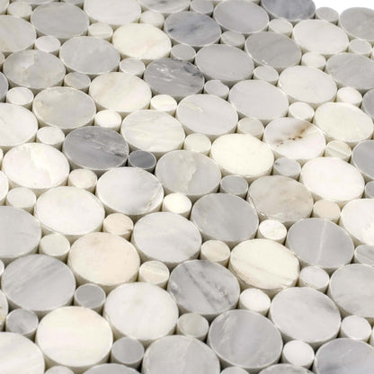 Oriental White 12x12 Polished Penny Round Marble Mosaic Tile (5 pack, 4.83 sq ft/case)