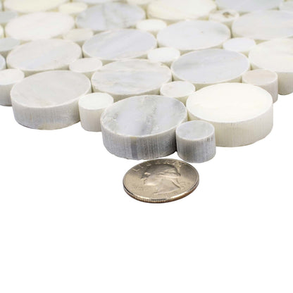 Oriental White 12x12 Polished Penny Round Marble Mosaic Tile (5 pack, 4.83 sq ft/case)