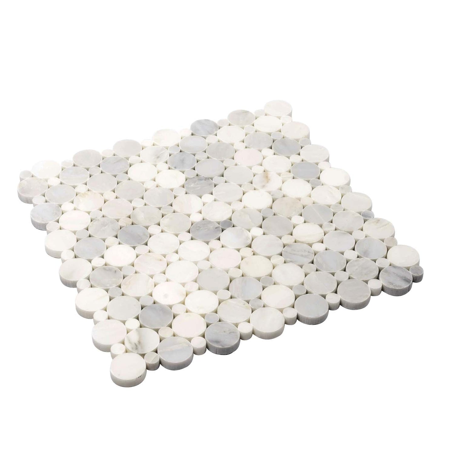 Oriental White 12x12 Polished Penny Round Marble Mosaic Tile (5 pack, 4.83 sq ft/case)