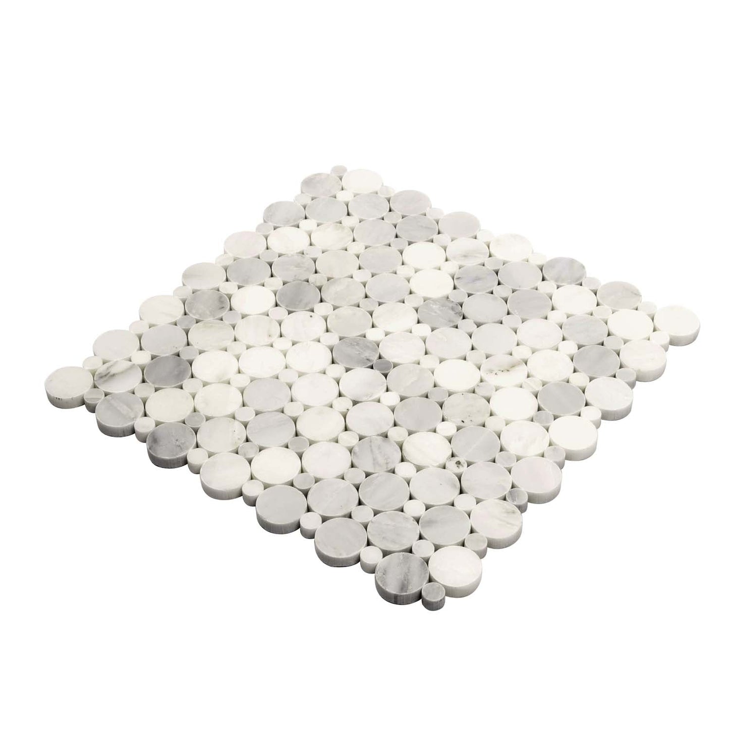 Oriental White 12x12 Polished Penny Round Marble Mosaic Tile (5 pack, 4.83 sq ft/case)