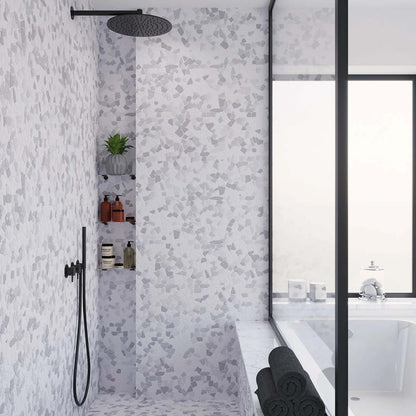 White Gray 11x11 Polished Multi-shaped Marble Mosaic Tile (5 pack, 4.2 sq ft/case) - Sample