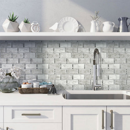 White 12x13 Polished Marble Mosaic Tile (5 pack, 5.28125 sq ft/case)