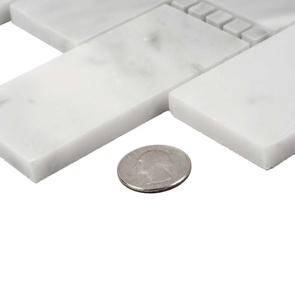 White 12x13 Brick Polished Marble Mosaic Tile (5 pack, 5.28125 sq ft/case) - Sample
