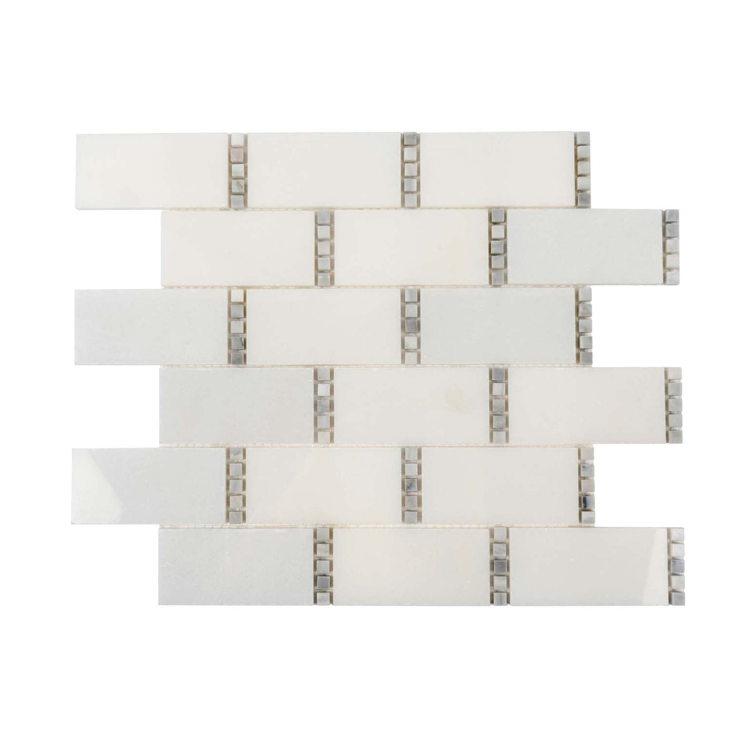 Eastern White, Bianco Carrara 12x13 Polished Brick Marble Mosaic Tile (5 pack, 5.28125 sq ft/case)