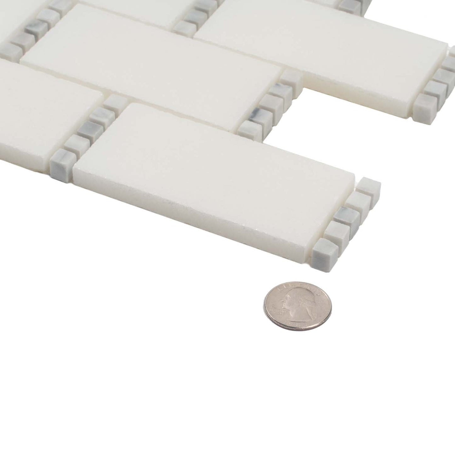 Eastern White, Bianco Carrara 12x13 Polished Brick Marble Mosaic Tile (5 pack, 5.28125 sq ft/case)
