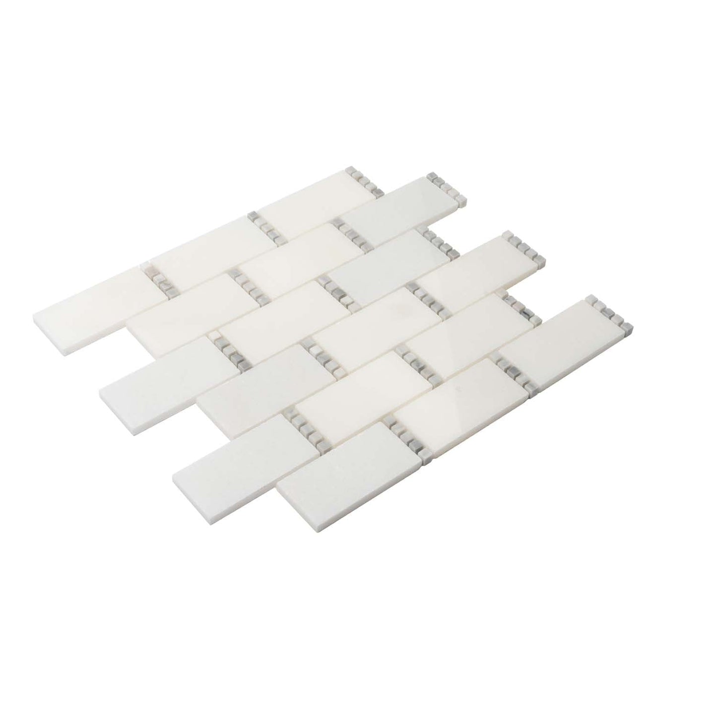 Eastern White, Bianco Carrara 12x13 Polished Brick Marble Mosaic Tile (5 pack, 5.28125 sq ft/case)