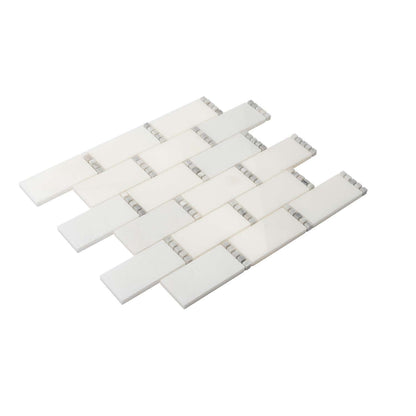 Eastern White, Bianco Carrara 12x13 Polished Brick Marble Mosaic Tile (5 pack, 5.28125 sq ft/case)