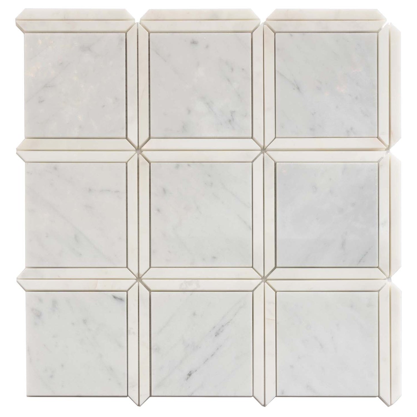 Bianco Carrara, Eastern White 12x12 Polished Brick Marble Mosaic Tile (5 pack, 5 sq ft/case)