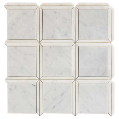 Bianco Carrara, Eastern White 12x12 Polished Brick Marble Mosaic Tile (5 pack, 5 sq ft/case)