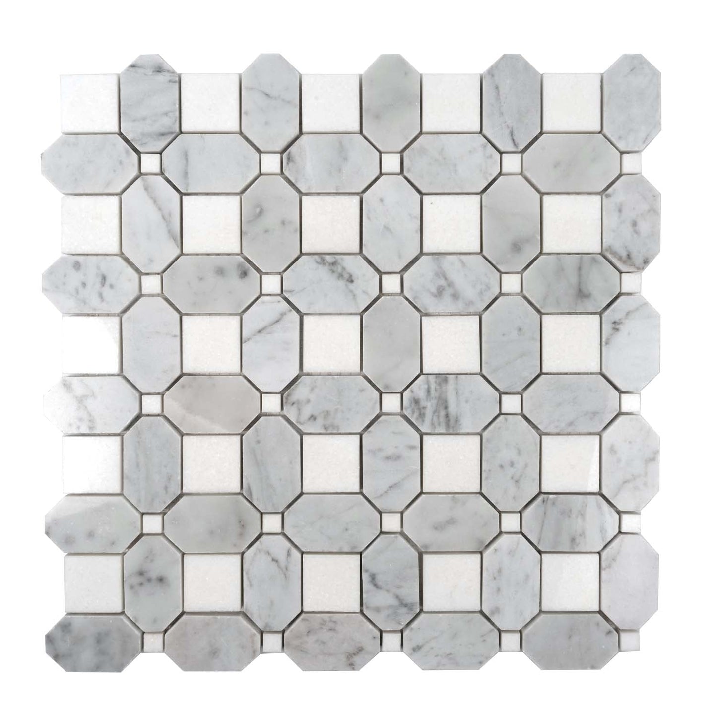 White Gray 12x12 Polished Multi-shaped Marble Mosaic Tile (5 pack, 5.17 sq ft/case) - Sample