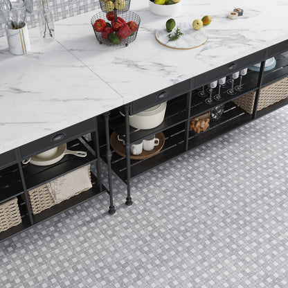 White Gray 12x12 Polished Multi-shaped Thassos Bianco Carrara Marble Mosaic Tile (5 pack, 5.17 sq ft/case)
