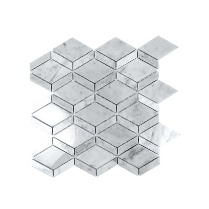 Pearl White 12x12 Polished Diamond Bianco Carrara Marble Mosaic Tile (5 pack, 4.59 sq ft/case)