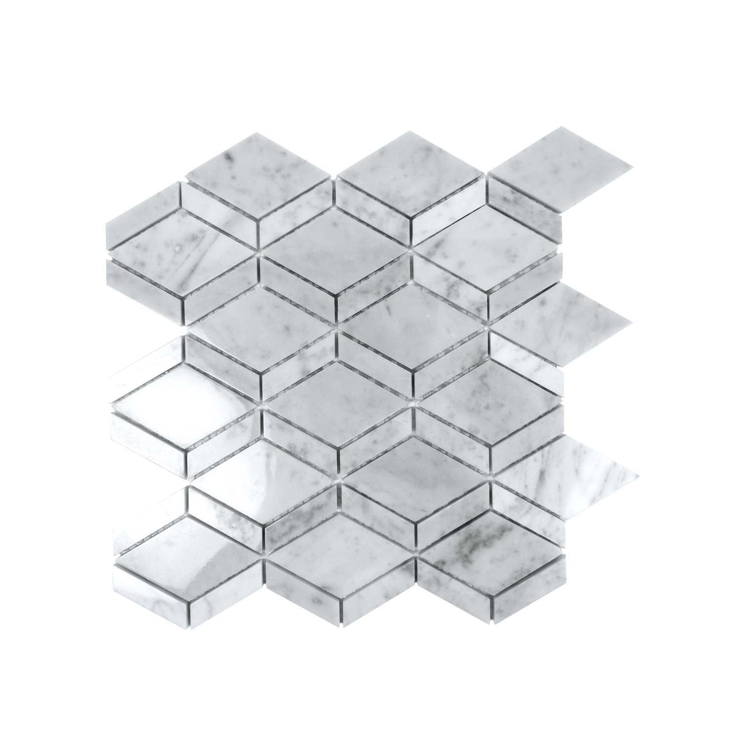 Pearl White 12x12 Polished Diamond Marble Mosaic Tile (5 pack, 4.59 sq ft/case) - Sample