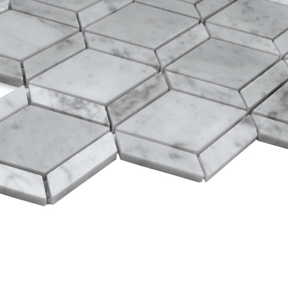 Pearl White 12x12 Polished Diamond Bianco Carrara Marble Mosaic Tile (5 pack, 4.59 sq ft/case)