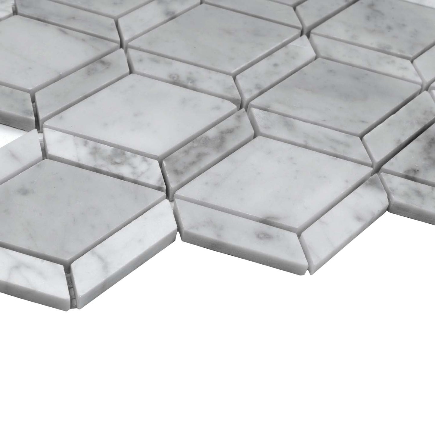 Pearl White 12x12 Polished Diamond Marble Mosaic Tile (5 pack, 4.59 sq ft/case) - Sample