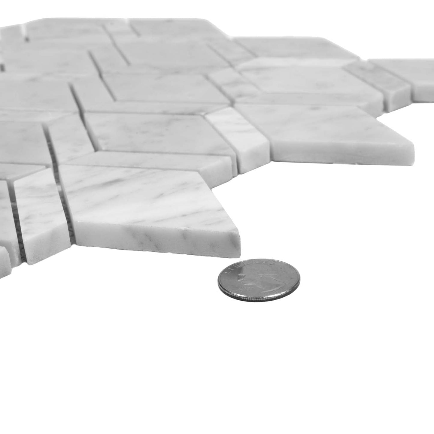 Pearl White 12x12 Polished Diamond Bianco Carrara Marble Mosaic Tile (5 pack, 4.59 sq ft/case)