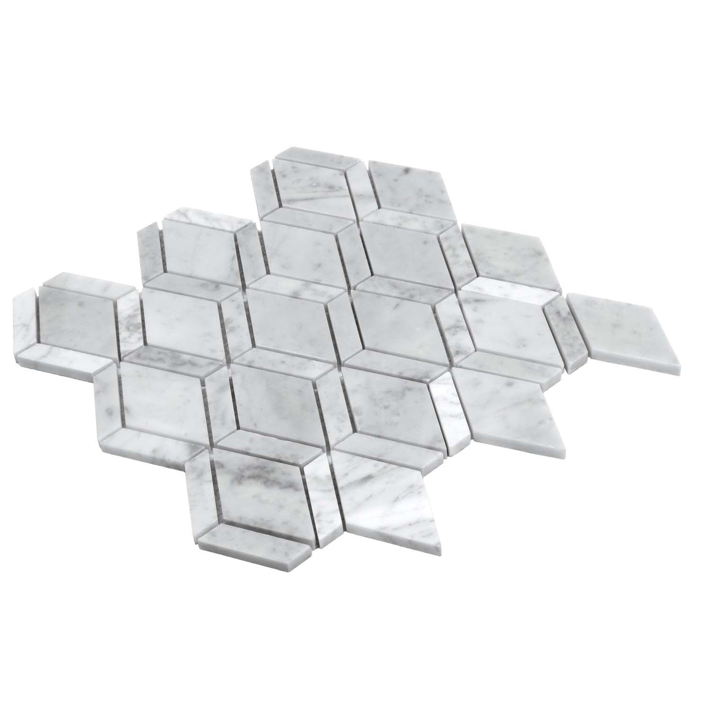 Pearl White 12x12 Polished Diamond Marble Mosaic Tile (5 pack, 4.59 sq ft/case) - Sample