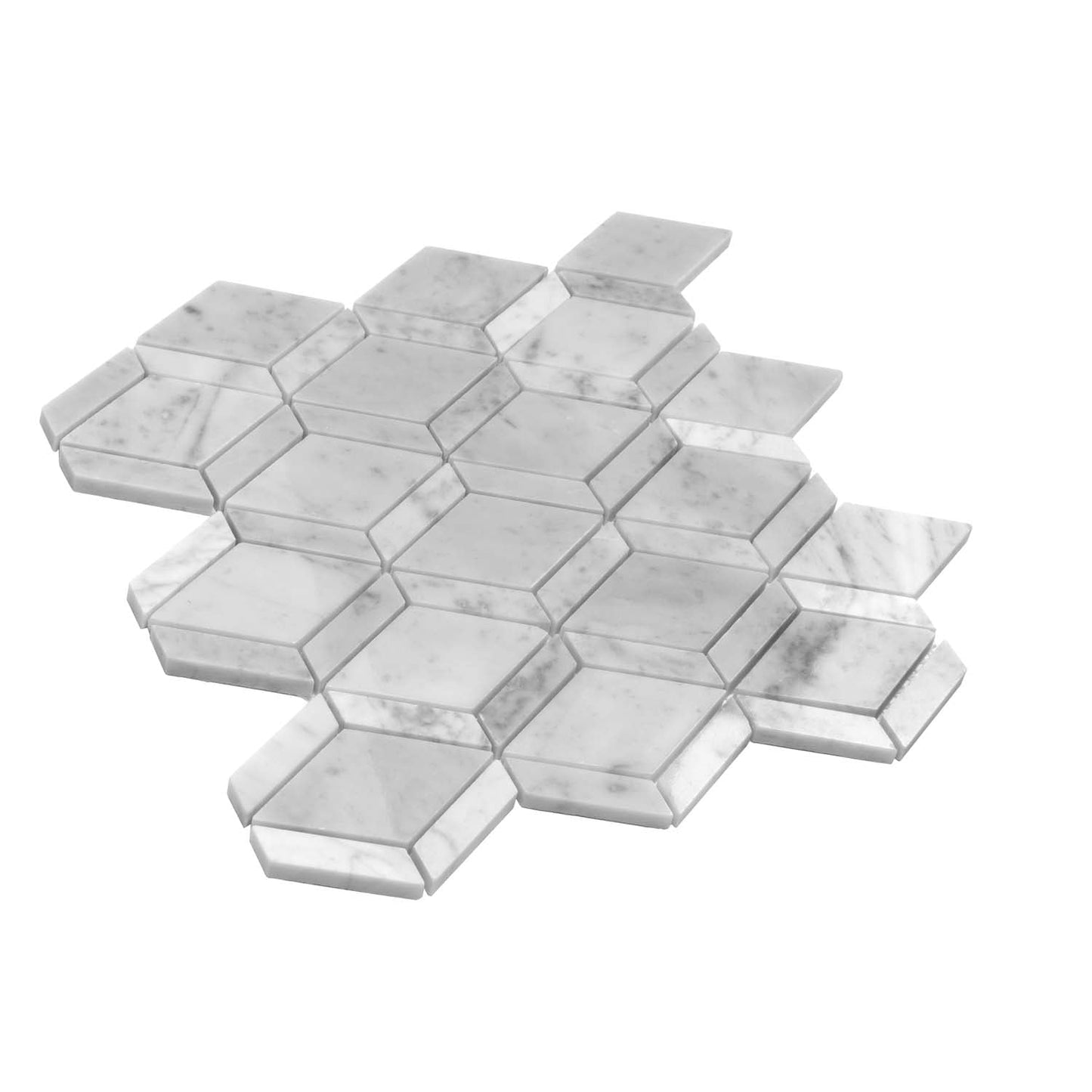 Pearl White 12x12 Polished Diamond Bianco Carrara Marble Mosaic Tile (5 pack, 4.59 sq ft/case)
