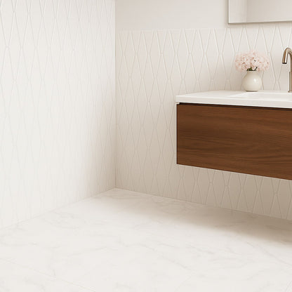 Blanco Real Glossy Longest Hexagon Ceramic Tile