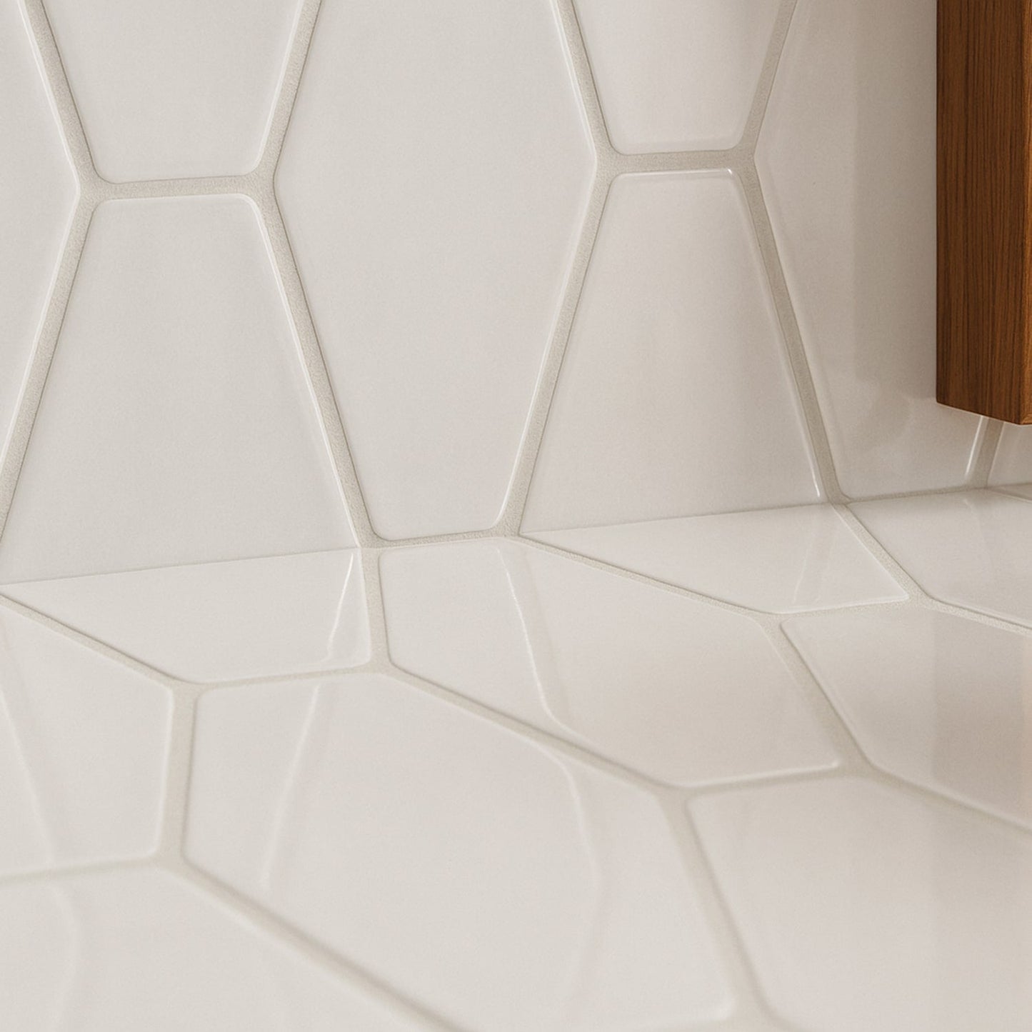 Blanco Real Glossy Longest Hexagon Ceramic Tile