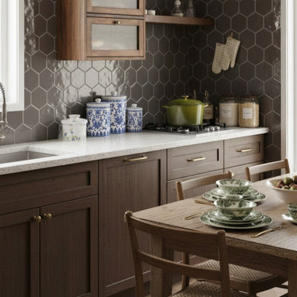 Coffee Glossy Hexagon  Ceramic Tile