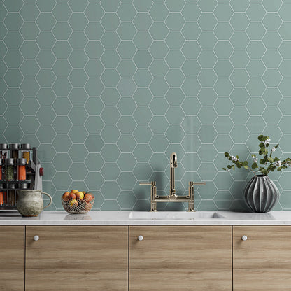 Sage Glossy Hexagon  Ceramic Tile