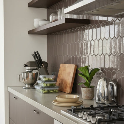 Coffee Glossy Picket Ceramic Tile