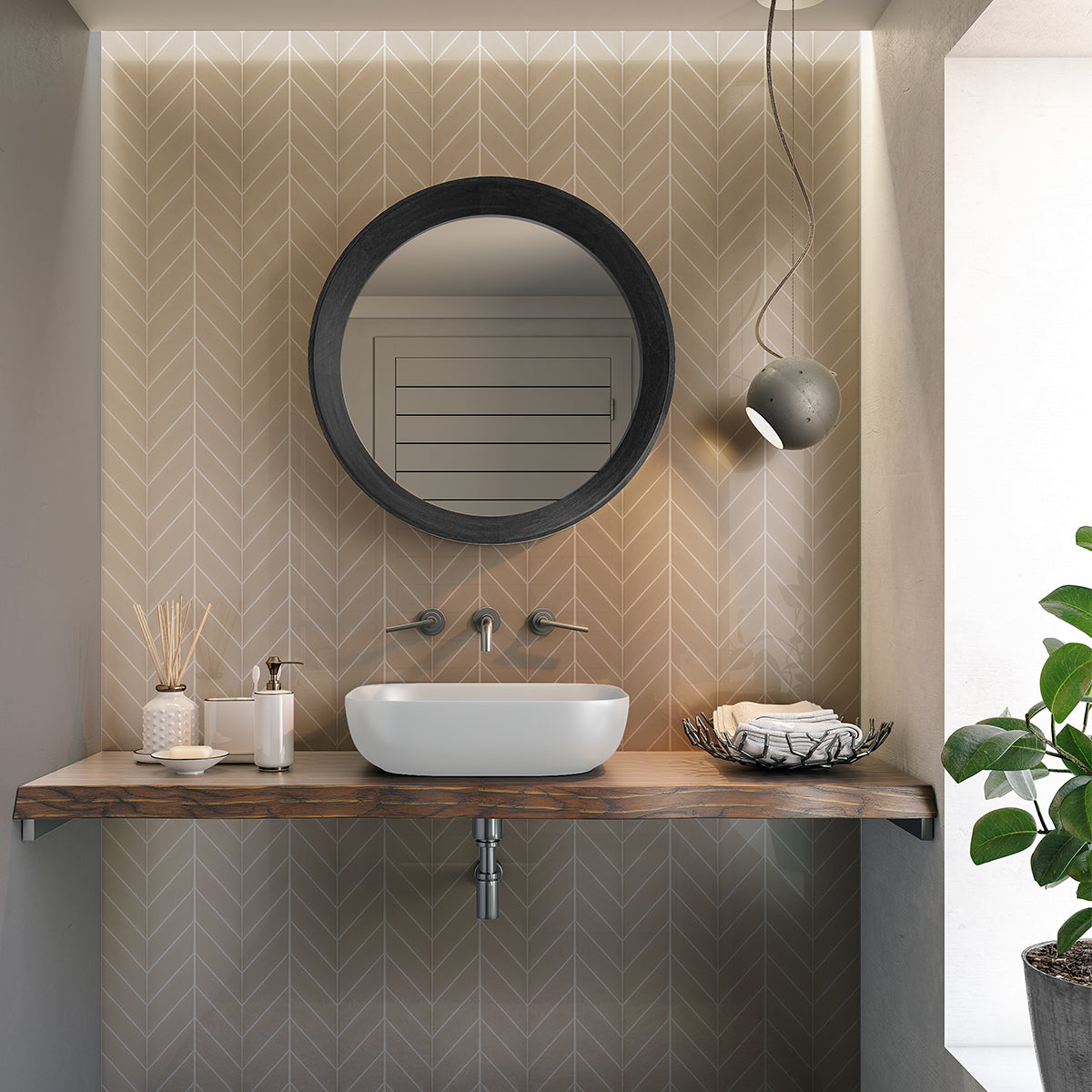 Acorn Glossy Chevron Ceramic Tile