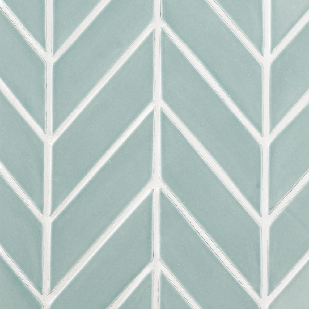 Sage Glossy Chevron Ceramic Tile