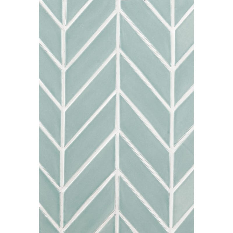Sage Glossy Chevron Ceramic Tile