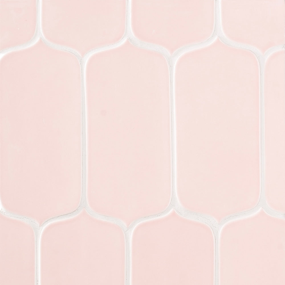 Blush Glossy Tear Field Ceramic Tile