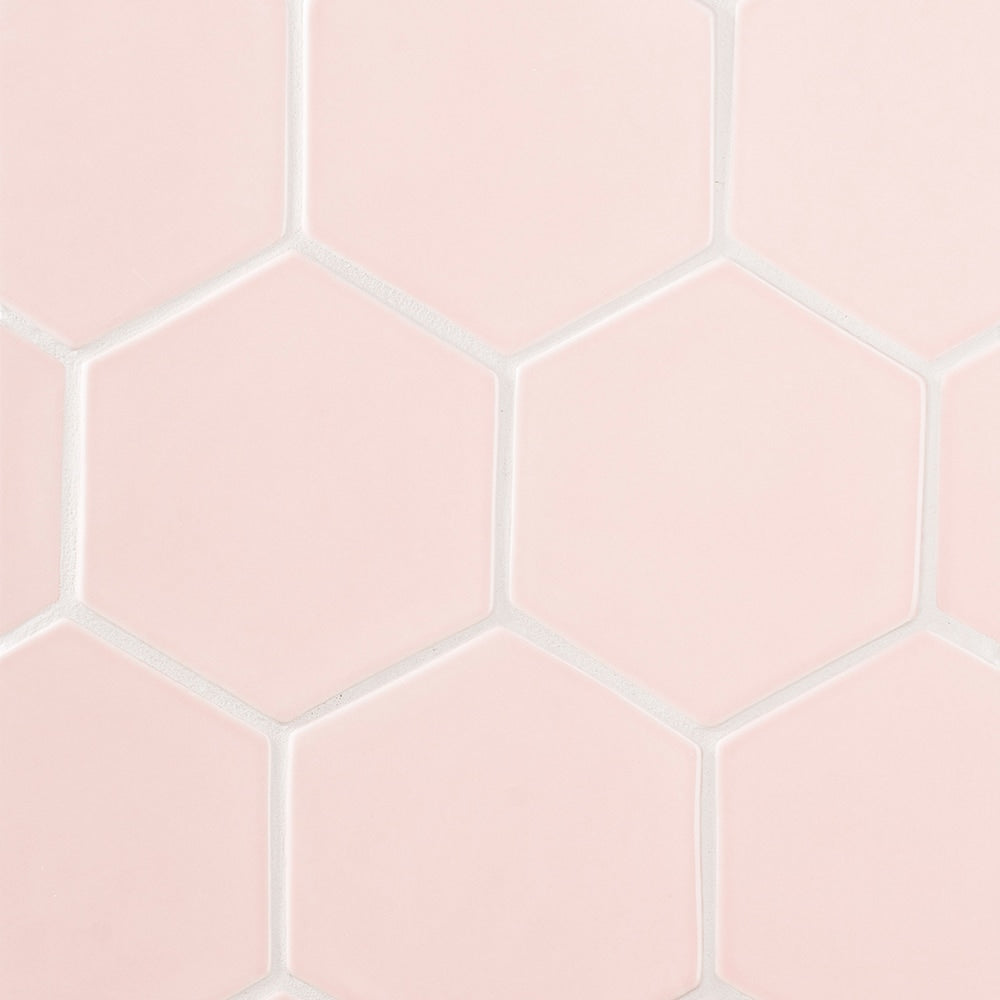Blush Glossy Hexagon  Ceramic Tile
