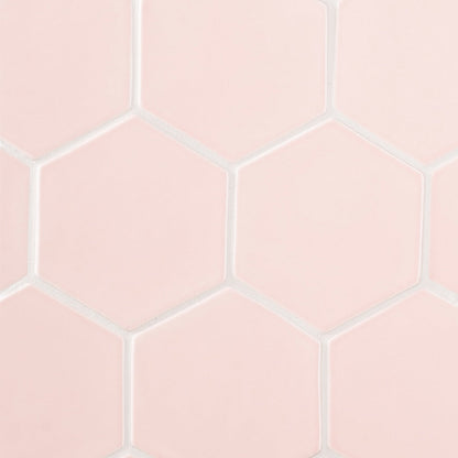 Blush Glossy Hexagon  Ceramic Tile