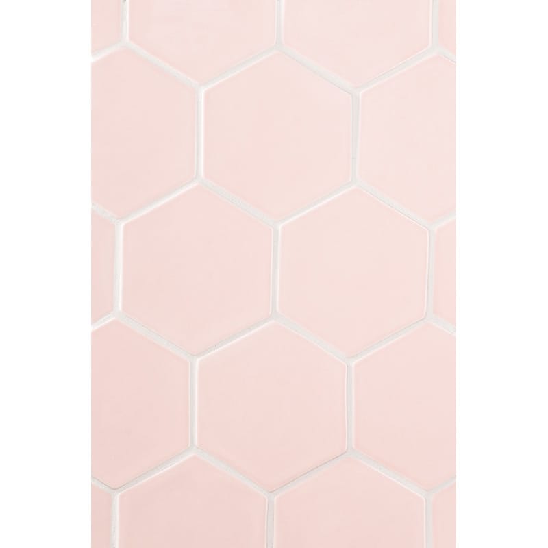 Blush Glossy Hexagon  Ceramic Tile