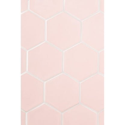 Blush Glossy Hexagon  Ceramic Tile