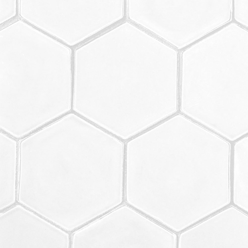 Blanco Real Glossy Hexagon  Ceramic Tile