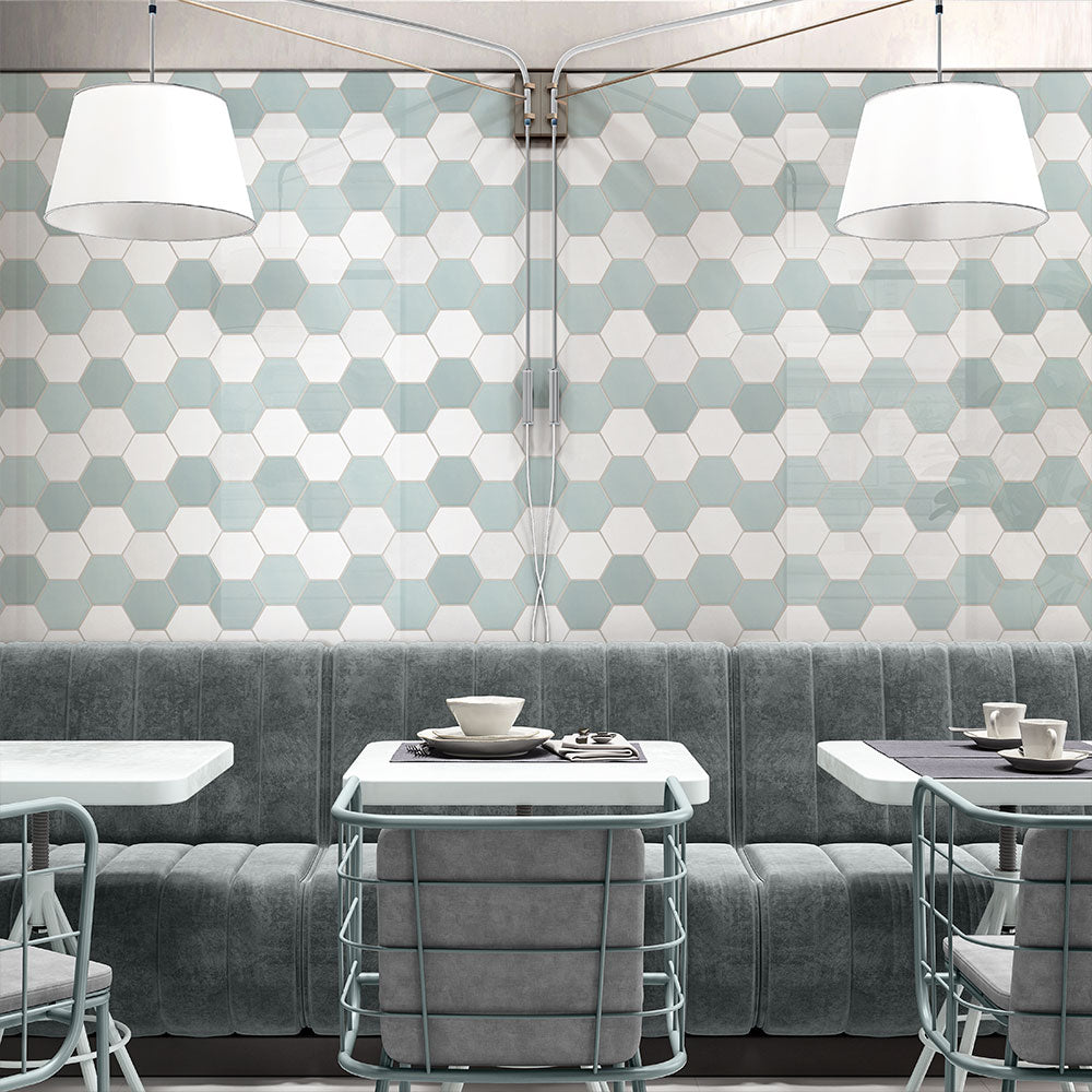 Blanco Real Glossy Hexagon  Ceramic Tile