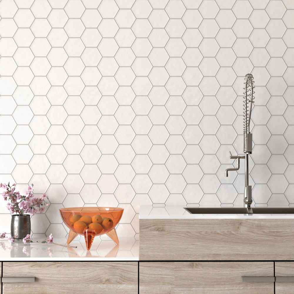 Blanco Real Glossy Hexagon  Ceramic Tile