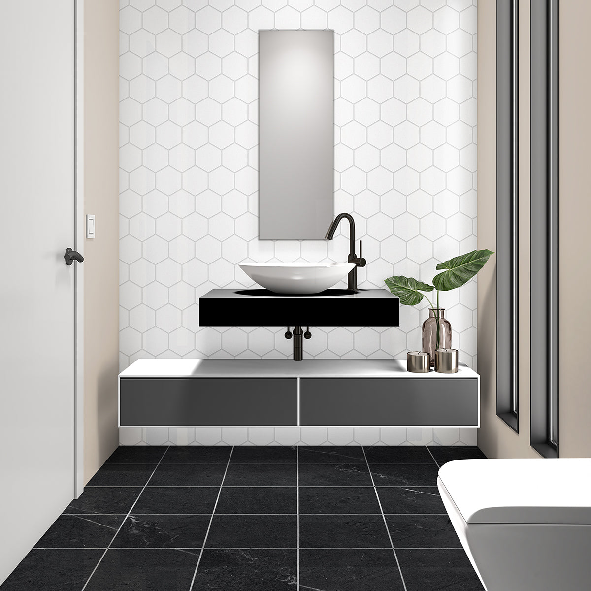 Black Honed Marble Tile