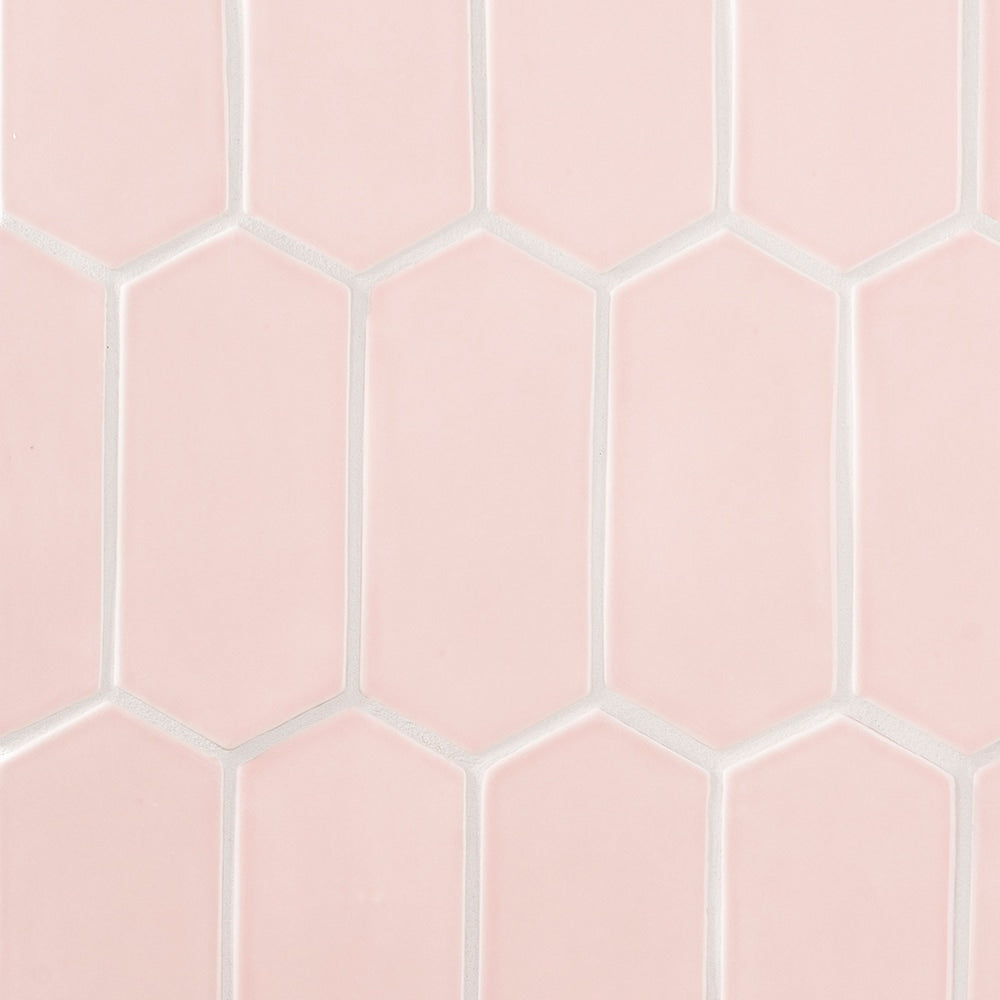 Blush Glossy Picket Ceramic Tile